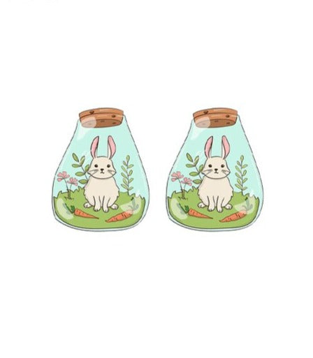 Bunny Terrarium Stud Earrings