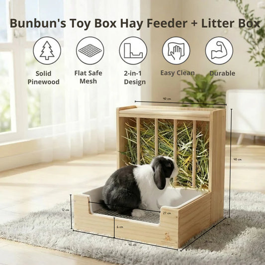 Rabbit Hay Feeder + Litter Box - BunBun's Toy Box