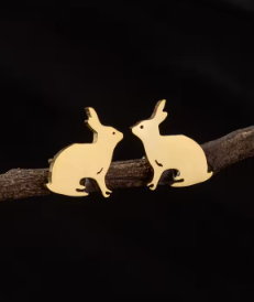 Sitting Bunny Metal Stud Earrings