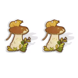 Mouse On Mushroom Stud Earrings