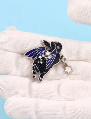 Black Bat Bunny Enamel Pin