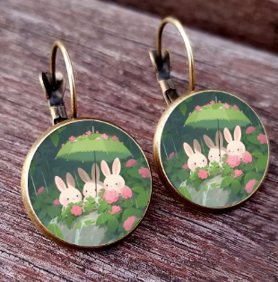 Hanging Cartoon Rabbit Hoop Earrings