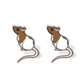 Rat With Brown Face Stud Earrings