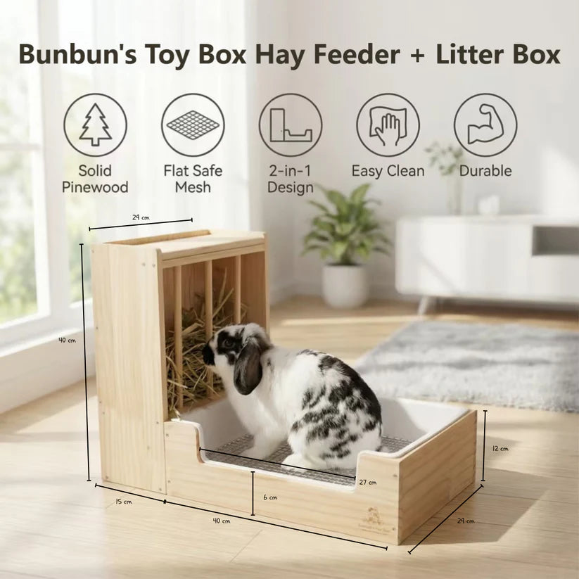 Rabbit Hay Feeder + Litter Box - BunBun's Toy Box