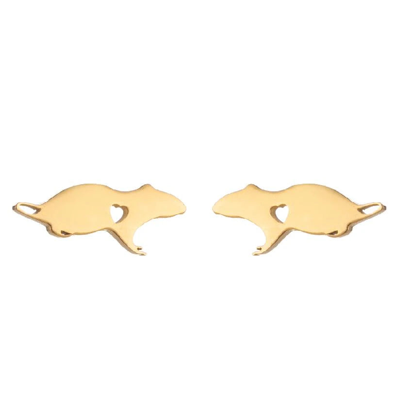Rat Heart Stud Earrings