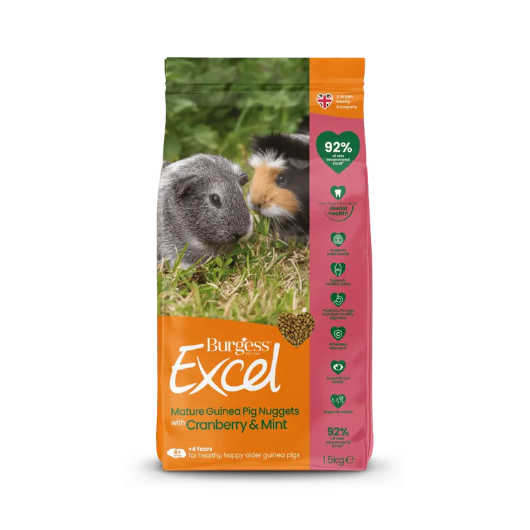 Burgess Excel Mature Guinea Pig Nuggets with Cranberry & Mint 1.5kg