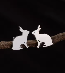 Sitting Bunny Metal Stud Earrings