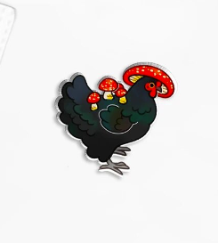 Black Fungi Hen Pin