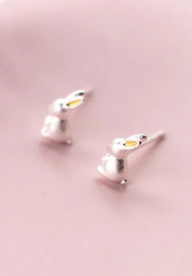 Tiny Silver Bunny Stud Earrings