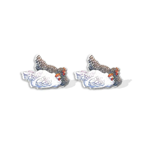 Cuddling Hens Stud Earrings