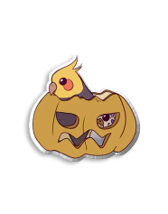 Jack-O'-Lantern Cockatiel Pin - Hallowee