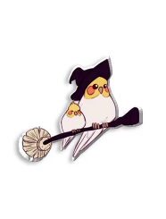 Witchy Cockatiel Pin - Halloween