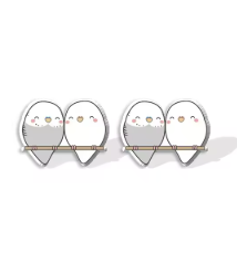 Cuddling Budgerigars Stud Earrings
