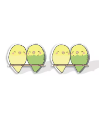 Cuddling Budgerigars Stud Earrings