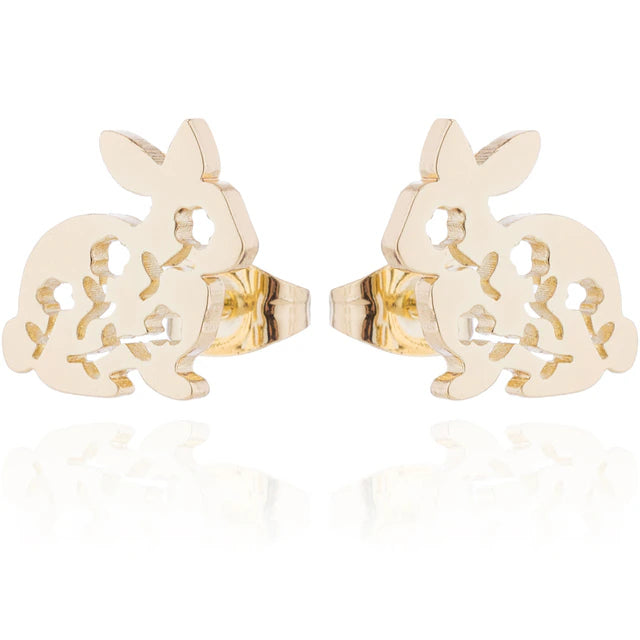 Floral Rabbit Stud Earrings