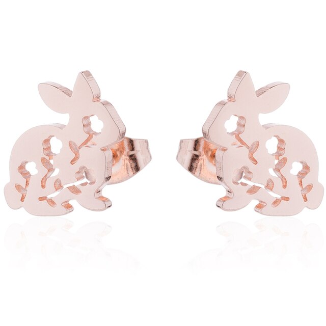 Floral Rabbit Stud Earrings