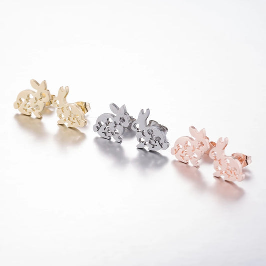 Floral Rabbit Stud Earrings