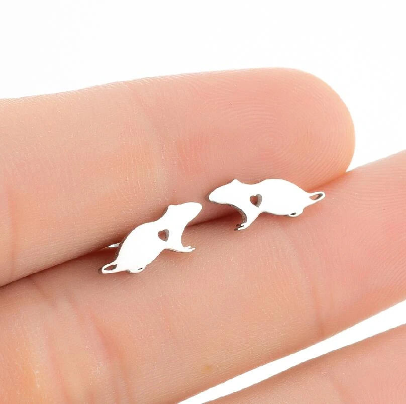 Rat Heart Stud Earrings