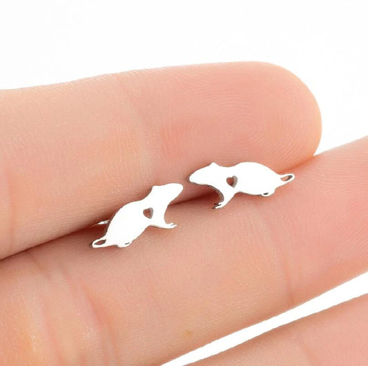 Rat Heart Stud Earrings