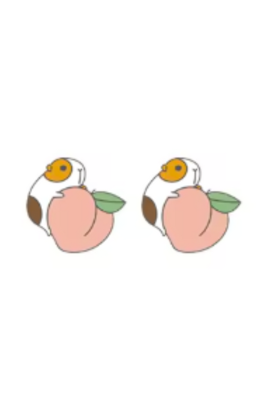 Peachy Guinea Pig Stud Earrings