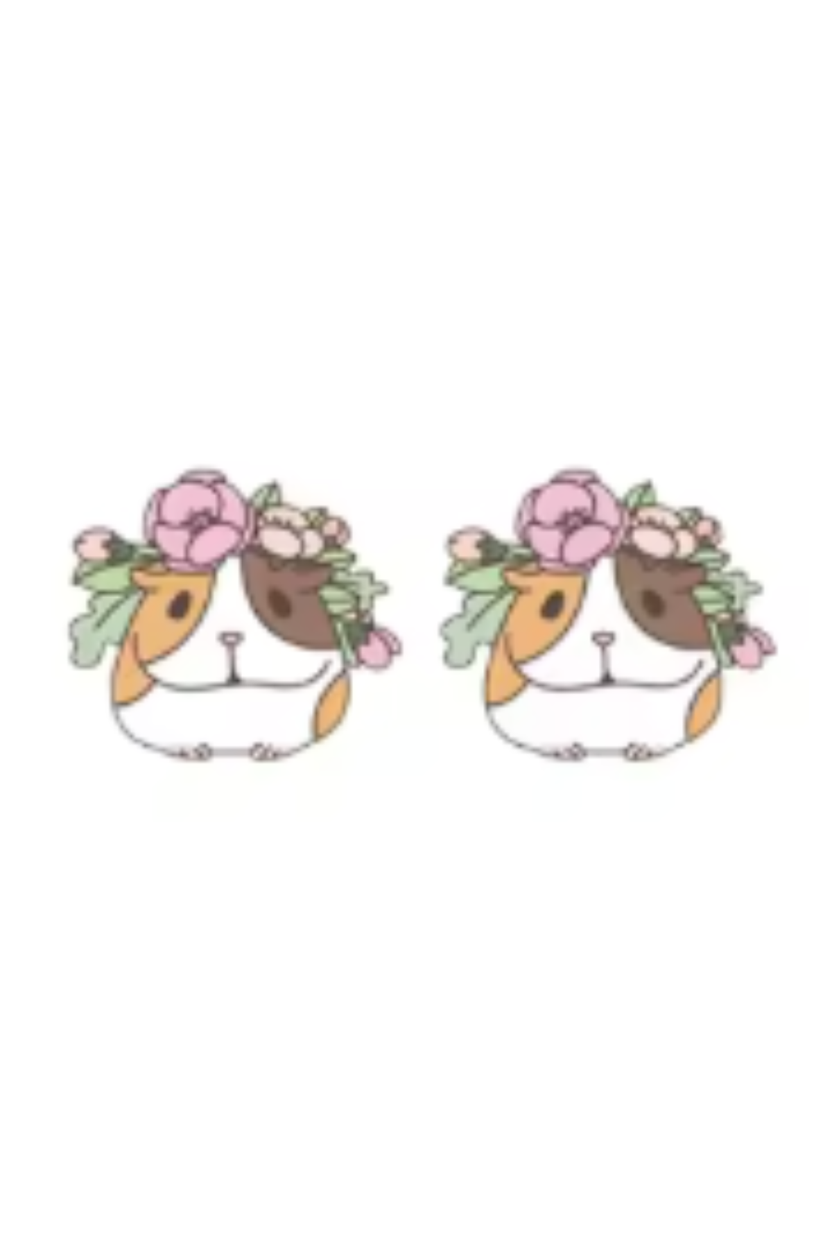 Flower Crown Guinea Pig Stud Earrings