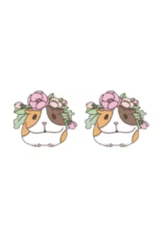 Flower Crown Guinea Pig Stud Earrings