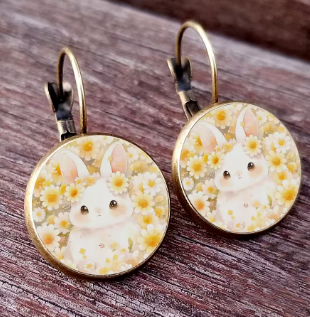 Hanging Cartoon Rabbit Hoop Earrings