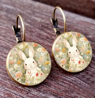 Hanging Cartoon Rabbit Hoop Earrings