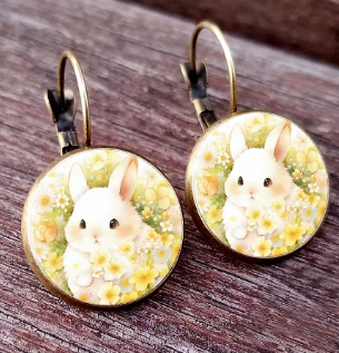 Hanging Cartoon Rabbit Hoop Earrings