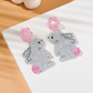 Hanging Rabbit With Pink Flower Earrings