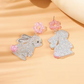 Hanging Rabbit With Pink Flower Earrings