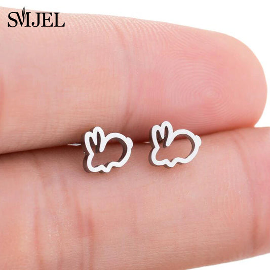 Rabbit Outline Stud Earrings