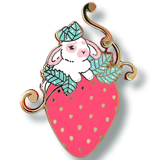 Strawberry Bunny Enamel Pin