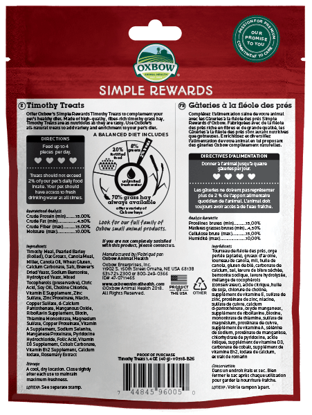Oxbow Simple Rewards Timothy Baked Treats